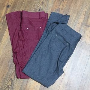 Jeggings bundle. Red and gray. Large. EUC